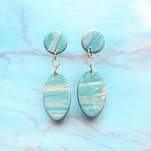 Polymer clay Chic Turquoise Oval Drop Earrings